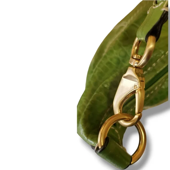 ANTONIO MELANI Green Hobo Y2K Crocodile Embossed Leather Shoulder Bag - Picture 13 of 13